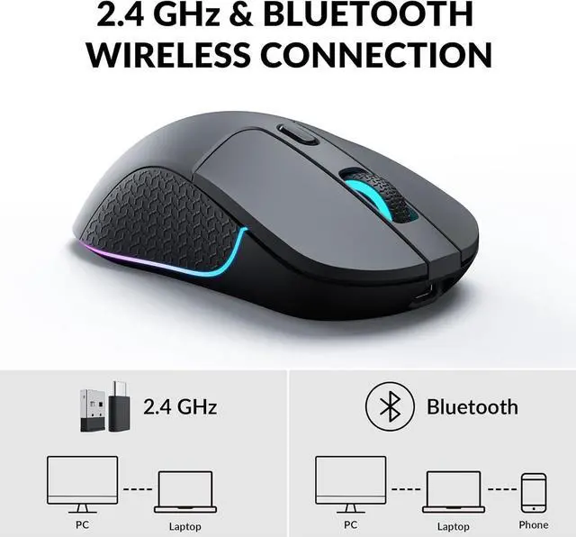 Alt view image 2 of 7 - Keychron M3 Wireless Mouse, PAW3395 Sensor with Programmable Macro Button 26,000 DPI Supports 2.4 GHz/Bluetooth 5.1, 79g Ultra-Light Ergonomic Design Up to 70 Hours Using for PC Mac Laptop - Black