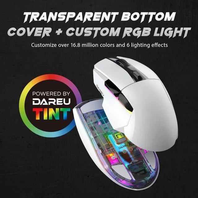 Alt view image 3 of 7 - DAREU A955 Wireless Gaming Mouse with RGB Charging Dock: Tri-Mode 2.4G/USB-C/BT Mouse Up to 12K DPI Optical Sensor -KBS II Buttons Fully Programmable- 120 Hr Battery