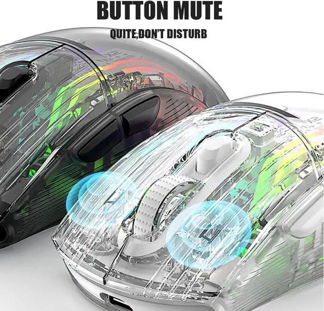Alt view image 4 of 7 - Bluetooth Wireless Mouse, Transparent RGB Mechanical Dual Mode Gaming Mouse, A Must-Have Cool USB Computer Mouse for Gaming and Esports