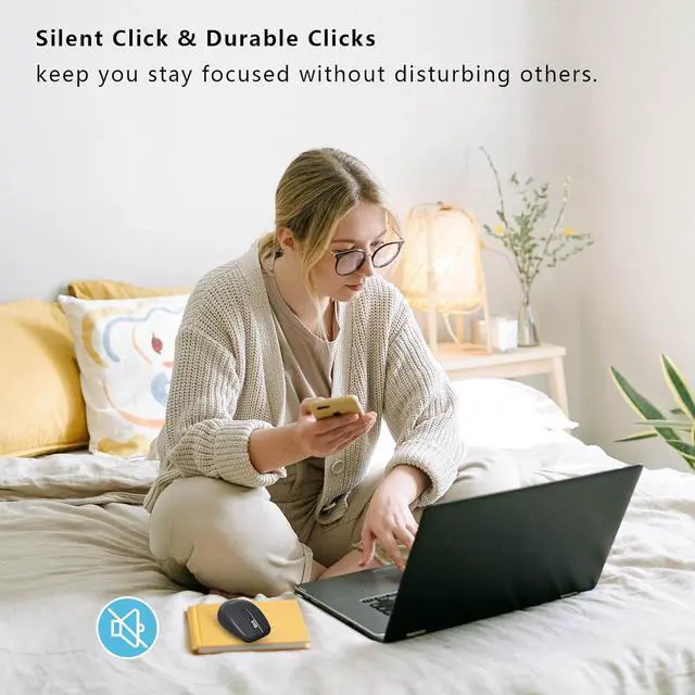 Alt view image 4 of 7 - FMOUSE Wireless Mouse for Laptop, Ergonomic Bluetooth Mouse with Tri-Mode (Dual Bluetooth + 2.4GHz) 2400 DPI USB C Rechargeable Silent Mice for PC Computer Desktop (Black)