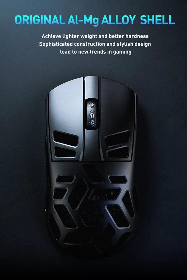 Alt view image 2 of 7 - DAREU A950pro Al-Mg Alloy 4K Wireless Gaming Mouse:55g Ultra-Lightweight,Magnalium Shell,PAW3395 26K DPI Sensor,15min Fast-Charging,5 Programmable Buttons,Tri-Mode Connectivity