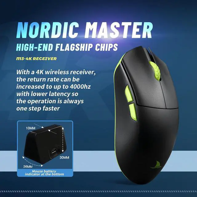 Alt view image 3 of 7 - Darmoshark M34K Wireless Gaming Mouse,Tri-Mode 4K/USB-C/Bluetooth Mouse 26K DPI, PAW3395 Optical Sensor,Lightweight 58g,5 programmable Buttons,800MAh Battery Life,Add to Wish List