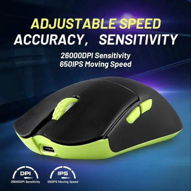 Alt view image 4 of 7 - Darmoshark M34K Wireless Gaming Mouse,Tri-Mode 4K/USB-C/Bluetooth Mouse 26K DPI, PAW3395 Optical Sensor,Lightweight 58g,5 programmable Buttons,800MAh Battery Life,Add to Wish List