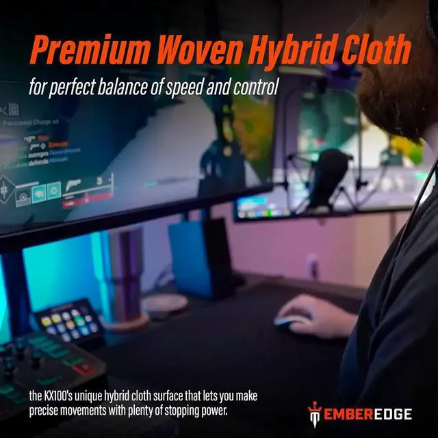 Alt view image 2 of 6 - KX100 Pro Gaming Mouse Pad  Hybrid Cloth Surface for Speed & Control | Durable Anti-Fray Stitching, Low Static Friction, Non-Slip, & Liquid Resistant | XL 600x470x3mm Ships Flat