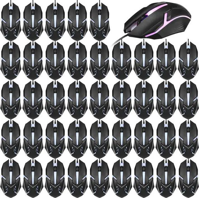 Main image of Sratte 30 Pack Black USB Wired Mouse Bulk 1200 DPI RGB Optical Computer Mouse 3 Button 7 Color LED Backlit Gaming Mouse Wired Office Mouse Ergonomic USB Computer Mouse for Desktop Laptop Gamer