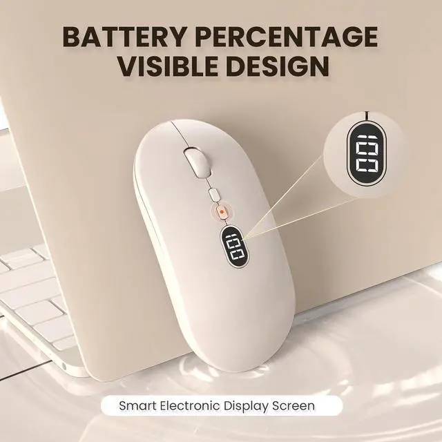 Alt view image 5 of 7 - MAGIC-REFINER X1 Bluetooth Wireless Computer Mouse for Laptop with Battery Level Visible, 2.4G Portable Ultra Slim USB Mouse, Silent Click Laptop Mouse 1600 DPI for Windows/Mac/PC/Office