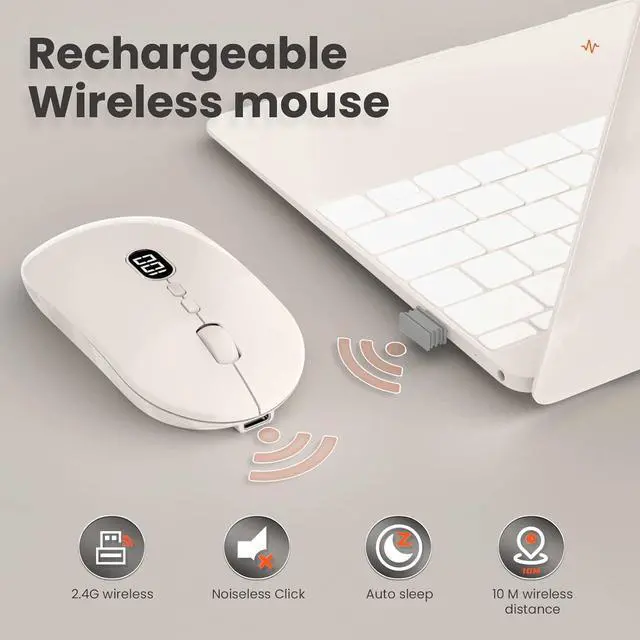 Alt view image 6 of 7 - MAGIC-REFINER X1 Bluetooth Wireless Computer Mouse for Laptop with Battery Level Visible, 2.4G Portable Ultra Slim USB Mouse, Silent Click Laptop Mouse 1600 DPI for Windows/Mac/PC/Office