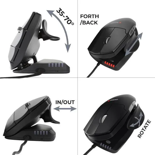 Alt view image 4 of 7 - Contour Design Unimouse Mouse Wired - Wired Ergonomic Mouse for Laptop and Desktop Computer Use - Fully Adjustable Mouse - Mac & PC Compatible - (Right-Hand)