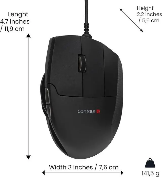 Alt view image 6 of 7 - Contour Design Unimouse Mouse Wired - Wired Ergonomic Mouse for Laptop and Desktop Computer Use - Fully Adjustable Mouse - Mac & PC Compatible - (Right-Hand)