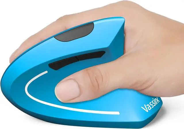 Main image of Vassink Ergonomic Mouse, Rechargeable Wireless Mouse, 2.4GHz Rechargeable Vertical Optical Mouse with USB Receiver, 6 Buttons, 800/1200/1600 DPI, for Laptop, PC, Computer (Blue)