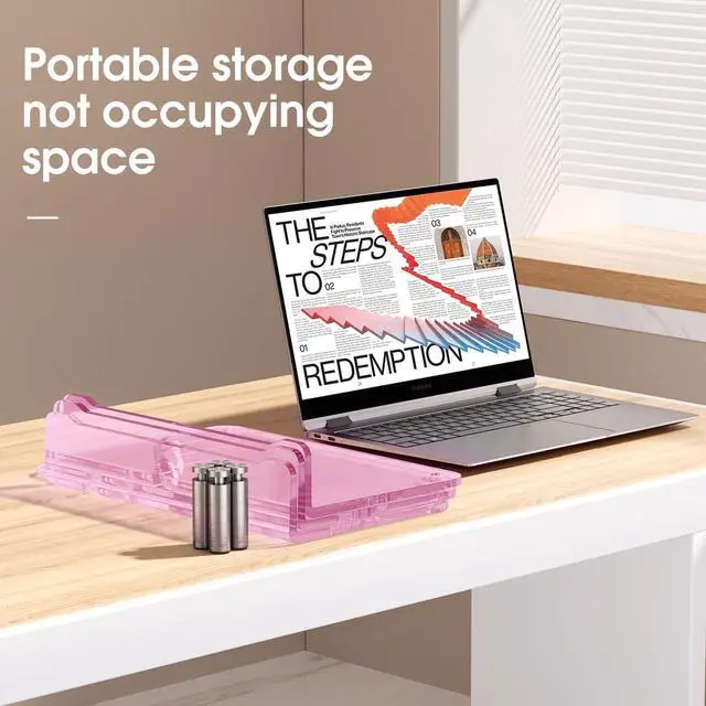 Alt view image 7 of 7 - dual monitor stand riser, 3-layer pink acrylic monitor stand with anti slip pad, adjustable length and angle, suitable for 2 monitors, desktop, laptop, PC, printer, TV screen (Pink acrylic)