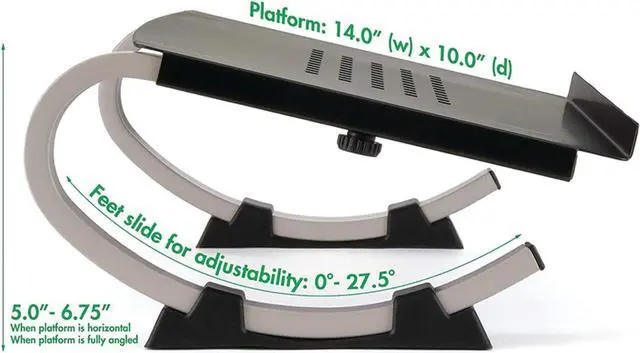 Alt view image 3 of 7 - Allsop Redmond Adjustable Laptop Stand, Vented Curved Sturdy Metal Ergonomic Riser