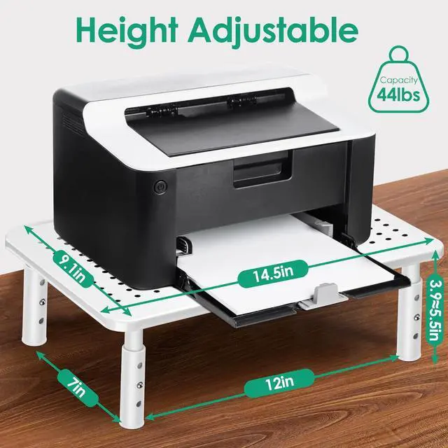 Alt view image 6 of 7 - White Monitor Stand Risers for 2 Monitors, 3 Height Adjustable Monitor Stand with Pen Holder, Dual Monitor Riser Laptop Riser for Office, Home, School Supplies, 2 Pack