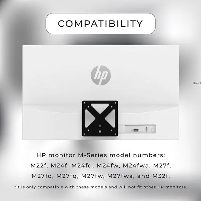 Alt view image 2 of 7 - HumanCentric VESA Mount Adapter Compatible with HP M Series and 5 Series Monitors M22f M24f M24fd M24fw M24fwa M27f M27fd M27fq M27fw M27fwa and M32f 524sa 524sw 524sf 527sa 527sw 527sf and 532sf