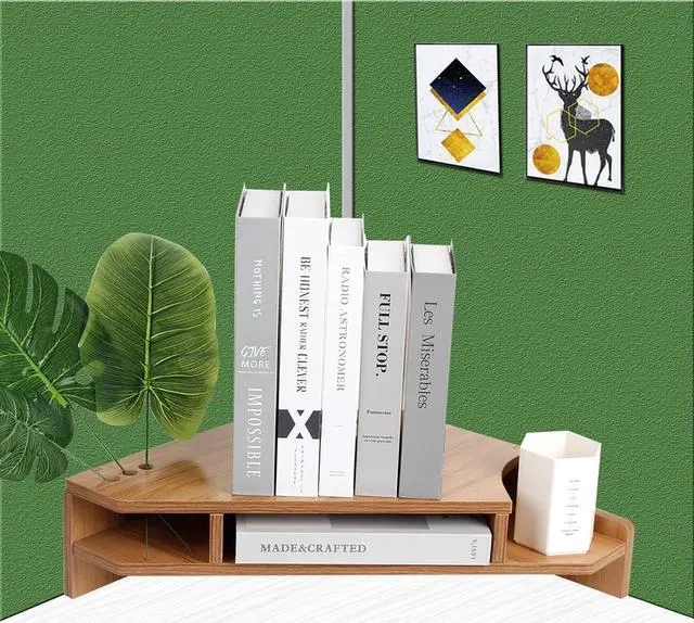 Alt view image 6 of 7 - Triangle Monitor Stand Riser, Wooden Triangle Desktop Computer Stand with Office Organization, Walnut Color