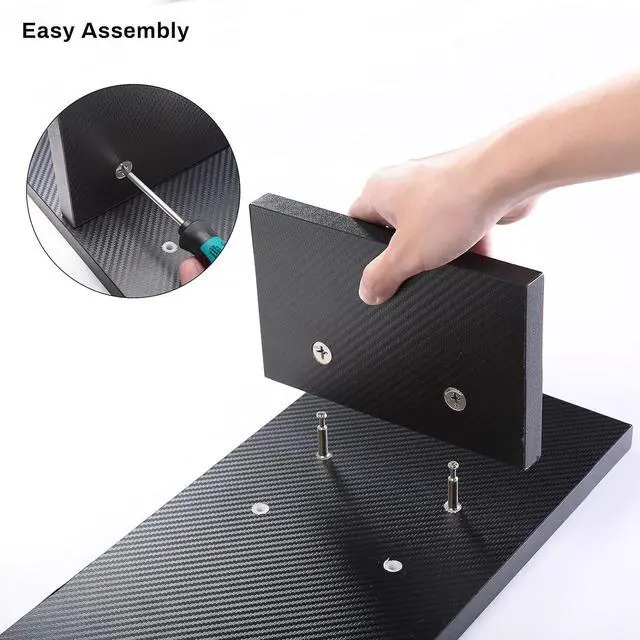 Alt view image 7 of 7 - EUREKA ERGONOMIC Dual Monitor Stand - Adjustable Legs, Dual Monitor Riser, Carbon Fiber Computer Monitor Stand, Desktop Organizer, Monitor Stand Riser for PC, Computer, Laptop (Black)