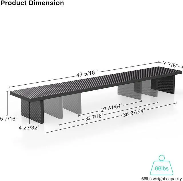 Alt view image 5 of 7 - EUREKA ERGONOMIC Dual Monitor Stand - Adjustable Legs, Dual Monitor Riser, Carbon Fiber Computer Monitor Stand, Desktop Organizer, Monitor Stand Riser for PC, Computer, Laptop (Black)