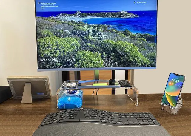 Alt view image 4 of 7 - Acrylic Monitor Stand Riser Anti-Cat Laptop Cover Protector, Crystal Clear Laptop Stand, 16 inch Computer Monitor Riser for Home Office