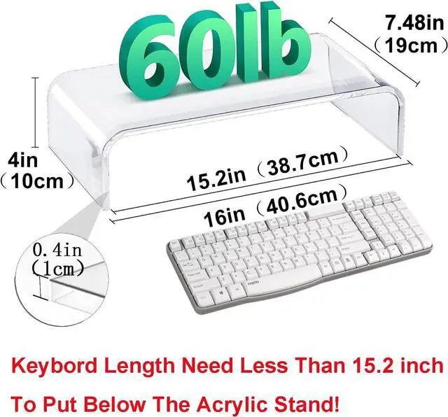 Alt view image 6 of 7 - Acrylic Monitor Stand Riser Anti-Cat Laptop Cover Protector, Crystal Clear Laptop Stand, 16 inch Computer Monitor Riser for Home Office
