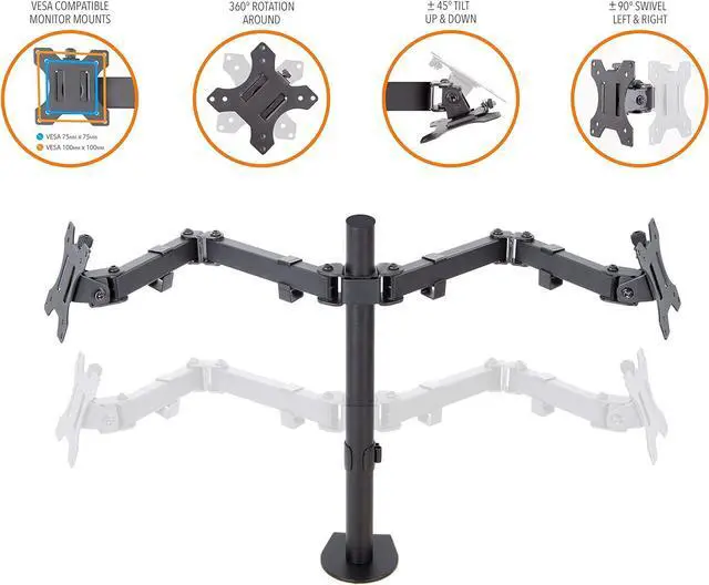 Alt view image 4 of 7 - Stand Steady 2 Monitor Mount Desk Stand | Height Adjustable Double Monitor Stand with Desk Clamp| Full Articulation VESA Mount Fits Most LCD/LED Monitors 13-32 Inches (2 Arm Clamp)