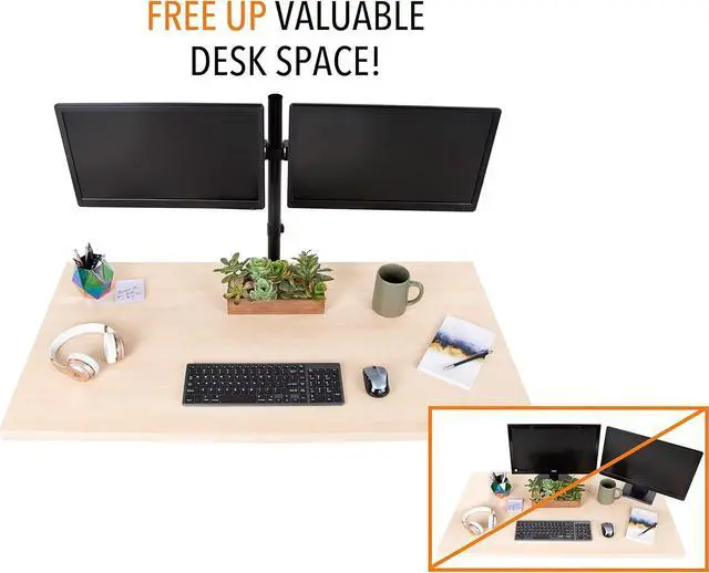 Alt view image 2 of 7 - Stand Steady 2 Monitor Mount Desk Stand | Height Adjustable Double Monitor Stand with Desk Clamp| Full Articulation VESA Mount Fits Most LCD/LED Monitors 13-32 Inches (2 Arm Clamp)