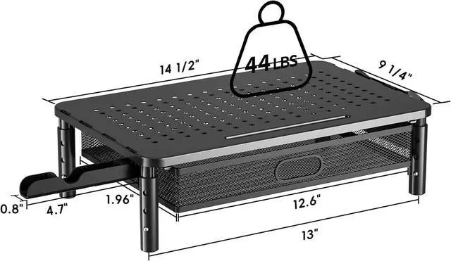 Alt view image 5 of 7 - Computer Stand for Desktop Monitor, Monitor Stand with Drawer and Storage Compartment for Computer, Metal Monitor Riser Desk Organizer for Office & Home