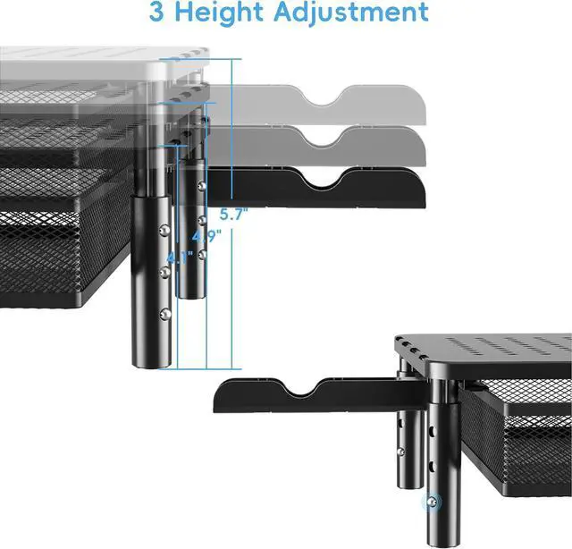 Alt view image 6 of 7 - Computer Stand for Desktop Monitor, Monitor Stand with Drawer and Storage Compartment for Computer, Metal Monitor Riser Desk Organizer for Office & Home
