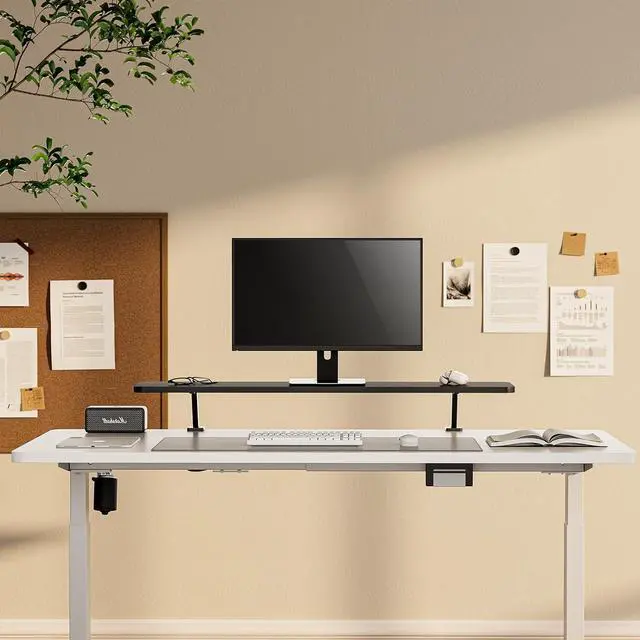 Alt view image 6 of 7 - Clamp On Desk Shelf, 40in Clamp On Shelf Stand for Dual Monitor,Ergonomic Monitor Riser with Clamp Base - No Screws PTT010-B, Black