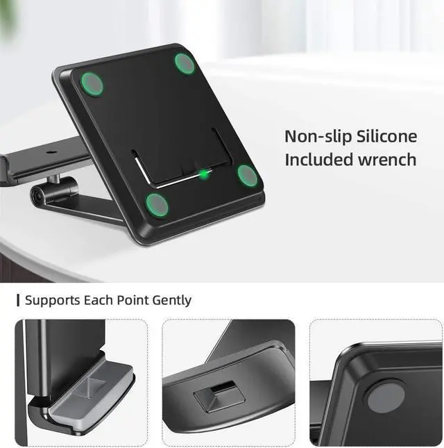 Alt view image 4 of 7 - UPERFECT 5.9''-17.3'' Portable Monitor Stand, Adjustable 360° Swivel Bracket, 180° Tiltable Clamp, Heavy Duty Aluminum Stand for Pad/Tablet