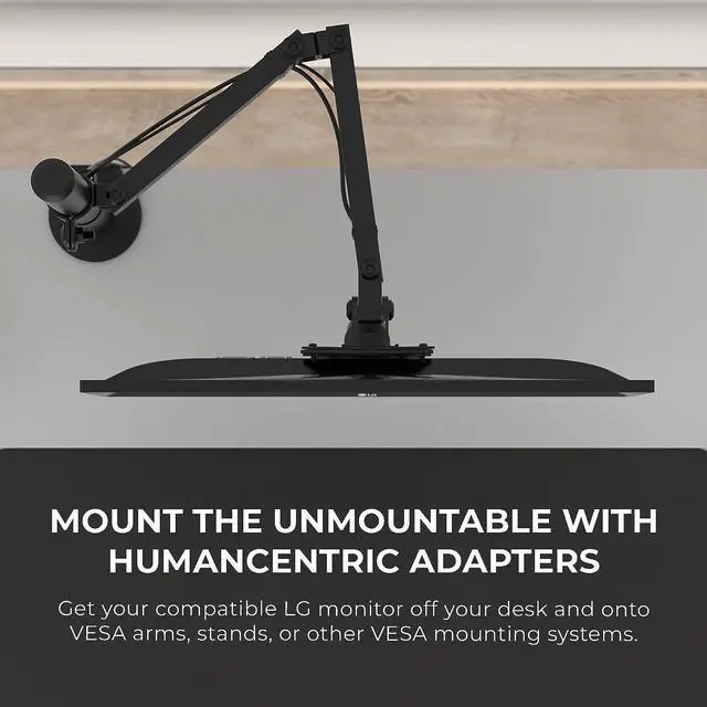 Alt view image 5 of 7 - HumanCentric VESA Mount Adapter Compatible with LG Monitors 24MP58VQ, 24MP58VQ-P, 24MP59HT, 24MP59HT-P, and 24MP60VQ, Mounts Monitor to VESA Stand, Arm or Desk Mount with 75x75 or 100x100 mm Pattern