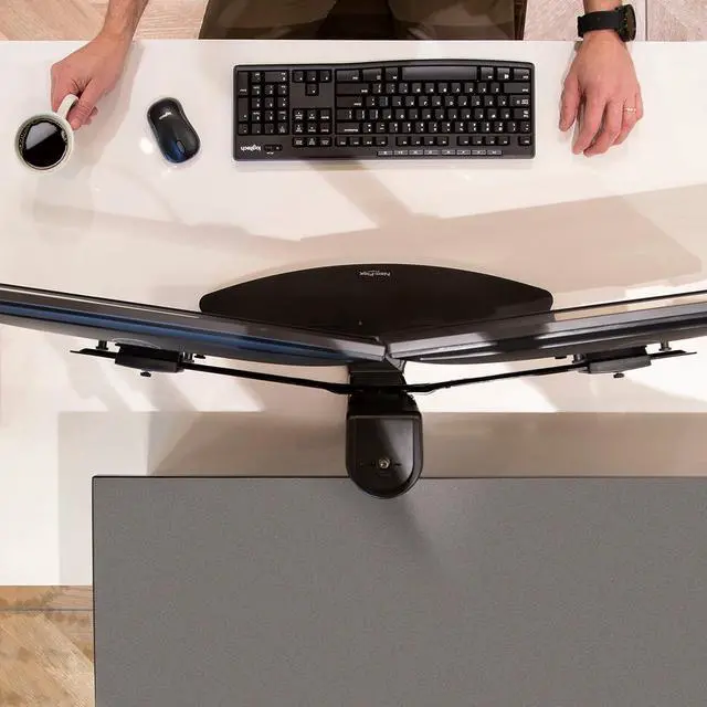 Alt view image 2 of 7 - Ergotron Neo-Flex Dual Monitor Stand for Desk, Double VESA Mount for 2 Monitors Up to 24 Inches Black