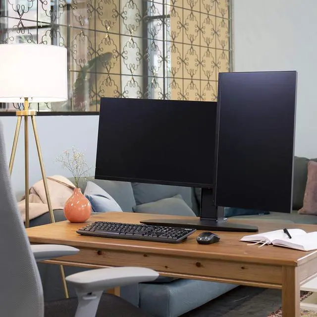 Alt view image 3 of 7 - Ergotron Neo-Flex Dual Monitor Stand for Desk, Double VESA Mount for 2 Monitors Up to 24 Inches Black