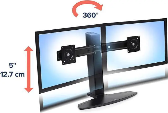 Alt view image 4 of 7 - Ergotron Neo-Flex Dual Monitor Stand for Desk, Double VESA Mount for 2 Monitors Up to 24 Inches Black
