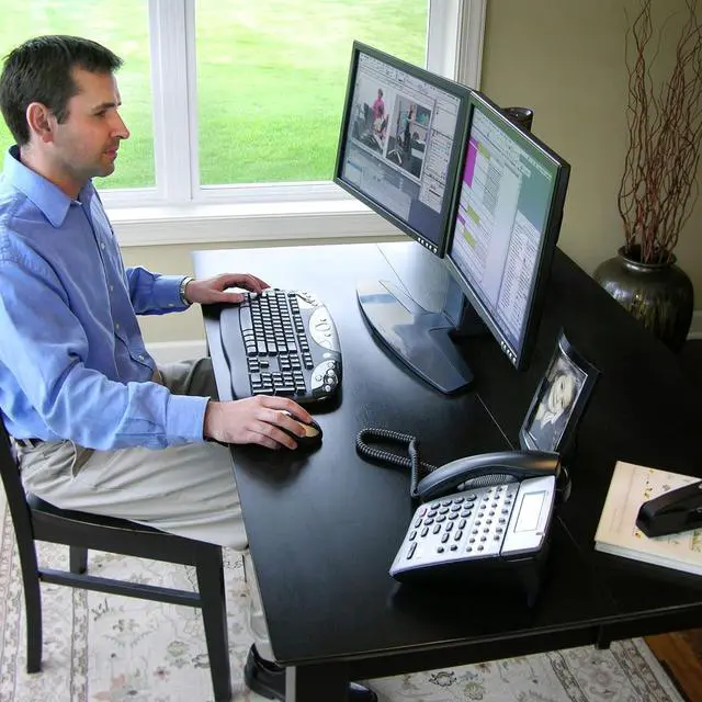 Alt view image 7 of 7 - Ergotron Neo-Flex Dual Monitor Stand for Desk, Double VESA Mount for 2 Monitors Up to 24 Inches Black