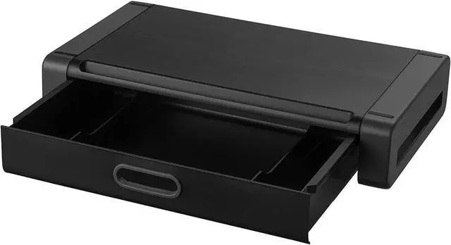 Alt view image 7 of 7 - Kantek Monitor Riser with Drawer & Smartphone/Tablet Slot, 19-Inch Wide x 11-Inch Deep x 4-Inch High, Black/Dark Grey (MS760)
