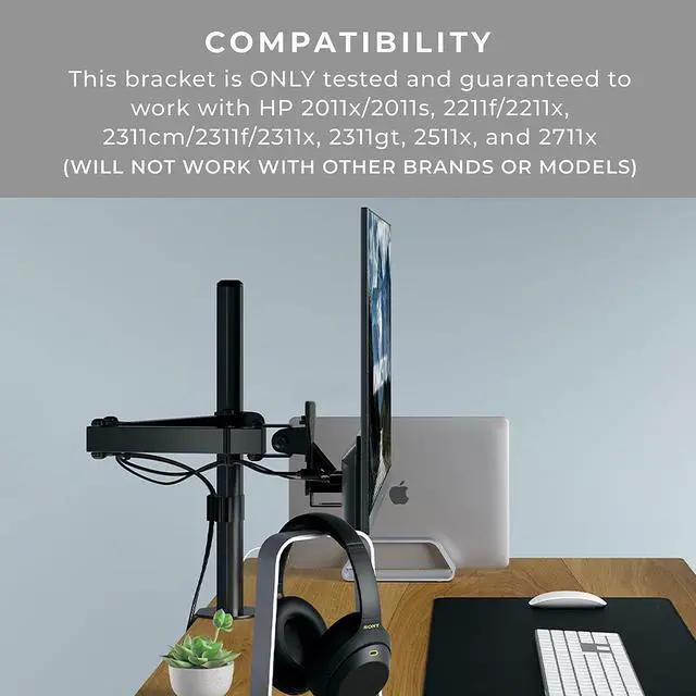 Alt view image 2 of 6 - HumanCentricVESA Mount Adapter Bracket for HP Monitors 2011x, 2211x, 2311x, 2511x, 2711x (V3)