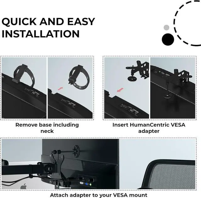 Alt view image 6 of 7 - HumanCentric VESA Mount Adapter Compatible with Viewsonic Models VX2776-smhd, VX2476-smhd, VX2376-smhd, and VX2276-smhd, Does not Work with Monitor Models Ending in -2, 75x75 and 100x100 Patterns