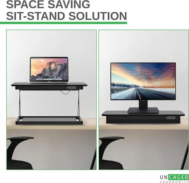 Alt view image 2 of 7 - Changedesk Mini Small Standing Desk Converter Height Adjustable Desktop Sit-to-Stand Up Desk Riser Laptop Table Top Standing Converter, Black