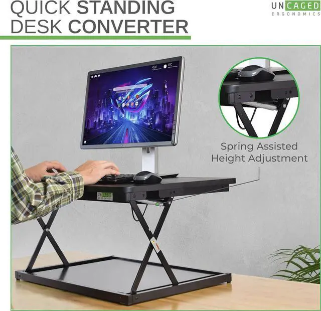 Alt view image 5 of 7 - Changedesk Mini Small Standing Desk Converter Height Adjustable Desktop Sit-to-Stand Up Desk Riser Laptop Table Top Standing Converter, Black