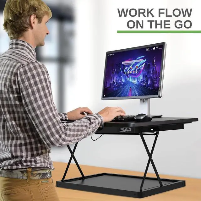 Alt view image 7 of 7 - Changedesk Mini Small Standing Desk Converter Height Adjustable Desktop Sit-to-Stand Up Desk Riser Laptop Table Top Standing Converter, Black