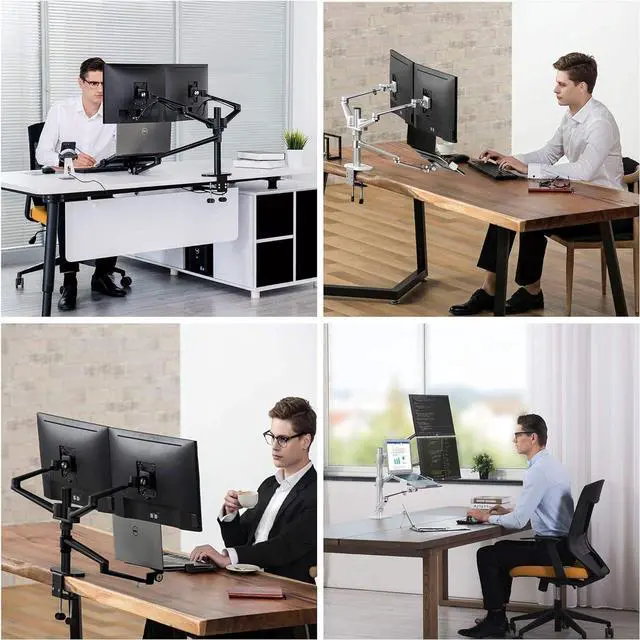 Alt view image 3 of 7 - Height Adjustable 3 in 1 Laptop Monitor Stand Compatible with 13 to 17.3 inch Laptop, Hold 2 Monitors 11 to 27 inch with Vesa, Monitor Desk Stand arm Riser Mount Stand Workstation (Black)
