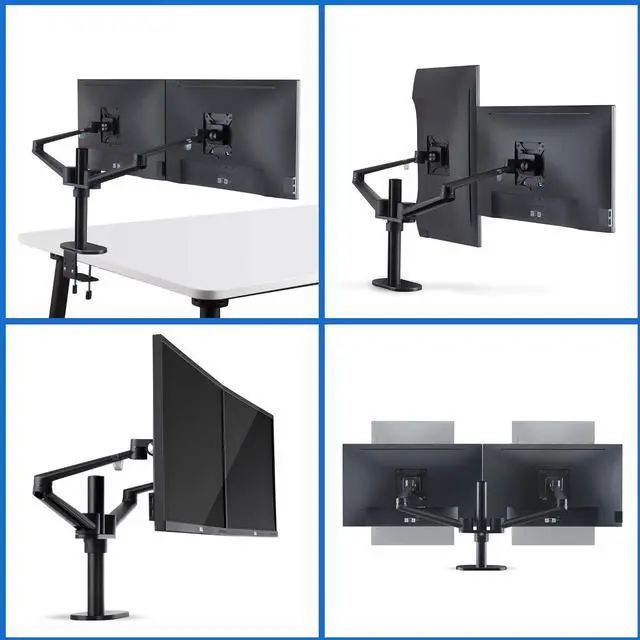 Alt view image 5 of 7 - Height Adjustable 3 in 1 Laptop Monitor Stand Compatible with 13 to 17.3 inch Laptop, Hold 2 Monitors 11 to 27 inch with Vesa, Monitor Desk Stand arm Riser Mount Stand Workstation (Black)
