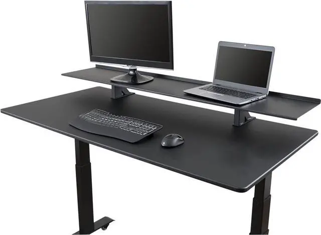 Main image of Stand Up Desk Store Clamp-On Adjustable Height Desk Shelf Monitor Stand (60" Wide)