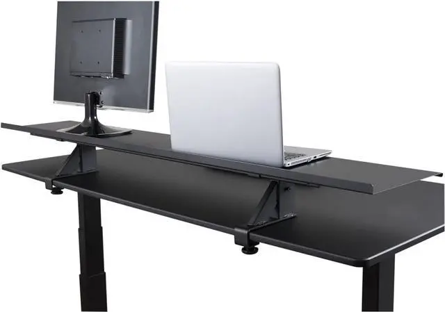 Alt view image 3 of 7 - Stand Up Desk Store Clamp-On Adjustable Height Desk Shelf Monitor Stand (60" Wide)