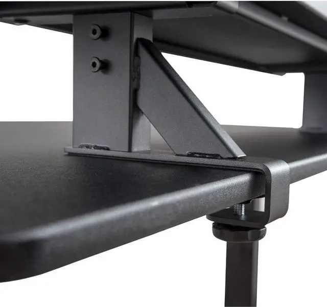 Alt view image 5 of 7 - Stand Up Desk Store Clamp-On Adjustable Height Desk Shelf Monitor Stand (60" Wide)