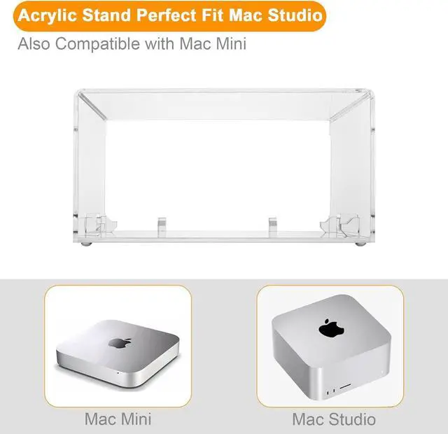 Alt view image 2 of 7 - Acrylic Desktop Stand for Apple Mac Studio, Stand Holder Compatible with Mac Studio M1, Mac mini M1 M2 2010-2023 (Clear)