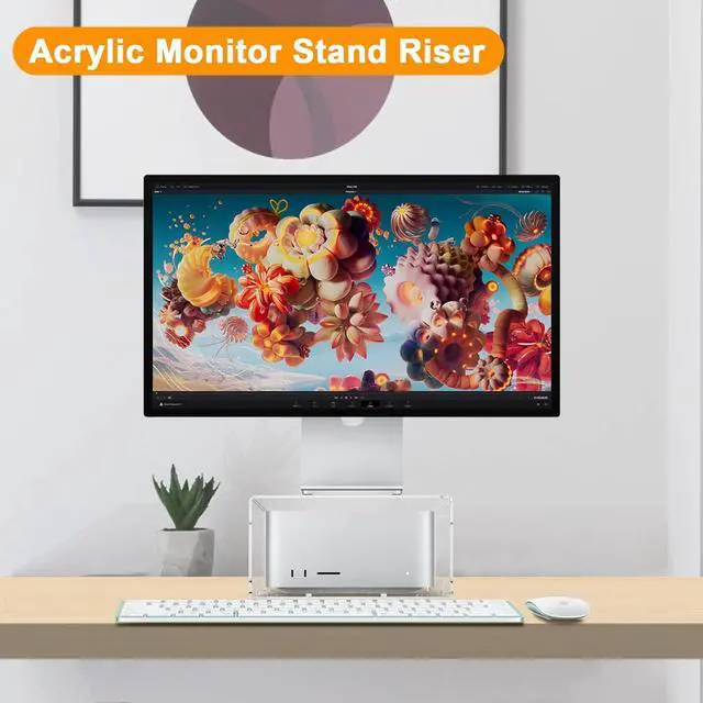 Alt view image 4 of 7 - Acrylic Desktop Stand for Apple Mac Studio, Stand Holder Compatible with Mac Studio M1, Mac mini M1 M2 2010-2023 (Clear)
