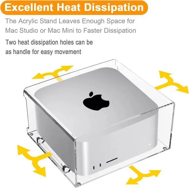 Alt view image 3 of 7 - Acrylic Desktop Stand for Apple Mac Studio, Stand Holder Compatible with Mac Studio M1, Mac mini M1 M2 2010-2023 (Clear)