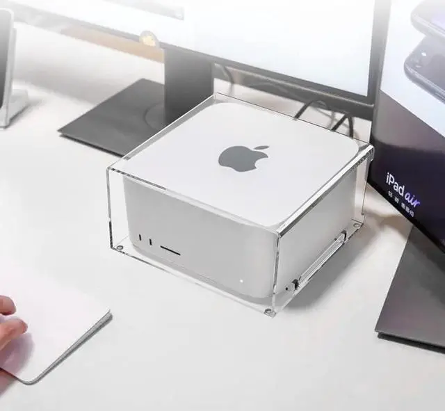 Alt view image 7 of 7 - Acrylic Desktop Stand for Apple Mac Studio, Stand Holder Compatible with Mac Studio M1, Mac mini M1 M2 2010-2023 (Clear)