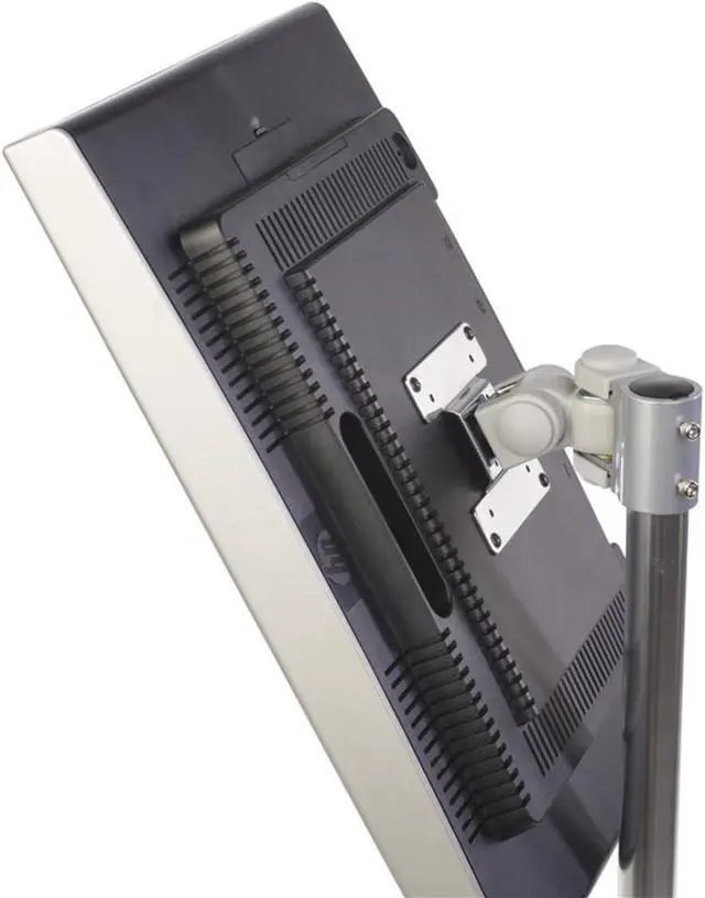 Alt view image 4 of 4 - Displays2go Mobile Height-Adjustable Monitor Stand - Silver Rolling TV Stand for 12" to 22" TVs - Mobile TV Stand - Silver (MB1030SLV)